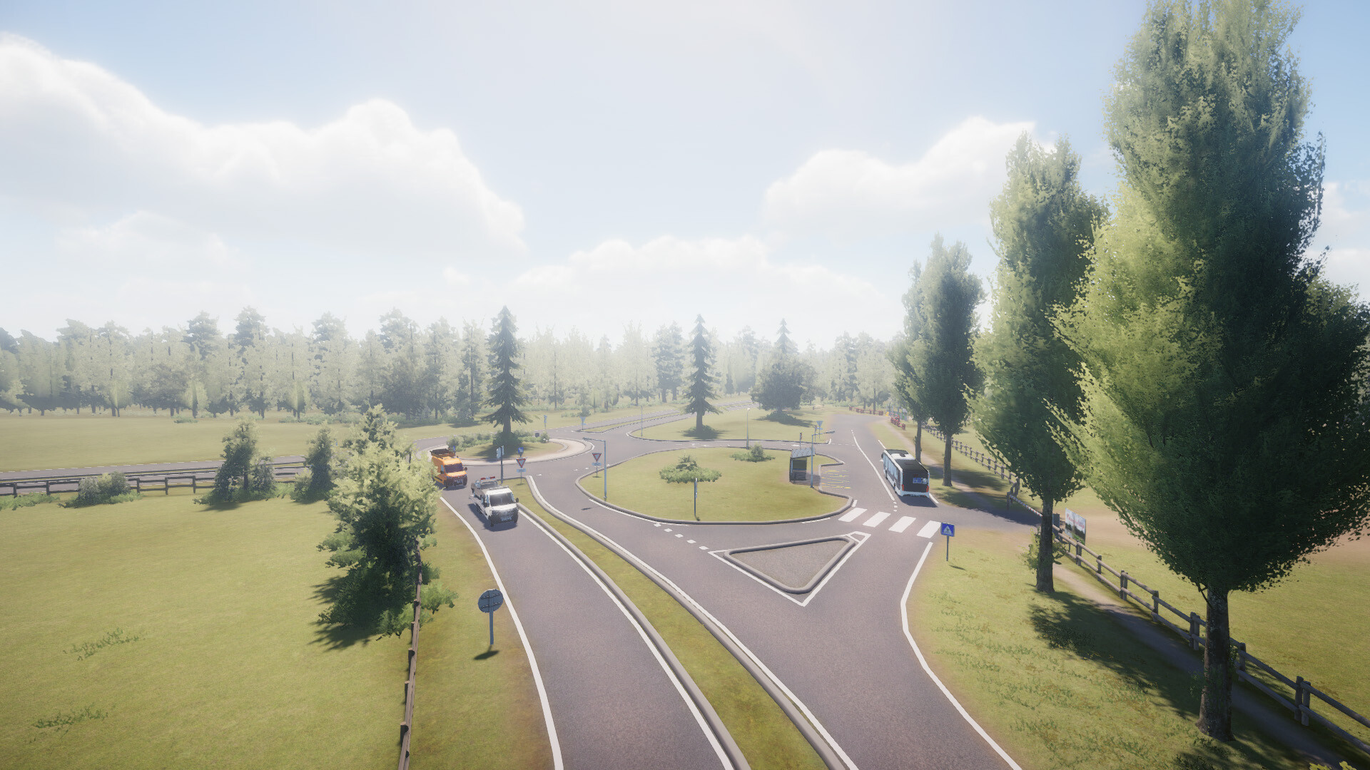 Vue aérienne d'un rond-point bordé d'arbres à Amboise dans Nova-Life